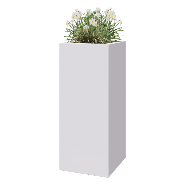 Poliester Korito za rože - Kvadrat - 50 x 50 x 120 cm - RAL9010 mat (bela) - Z dnom