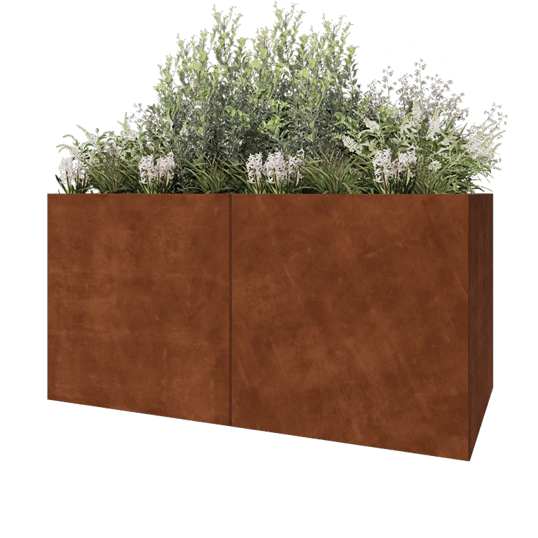 Corten jekleno korito za rože XXL - Pravokotnik - 200 x 100 x 100 cm - Brez dnoplošče
