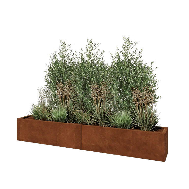 Corten jekleno korito za rože XXL - Pravokotnik - 200 x 30 x 30 cm - Brez dnoplošče