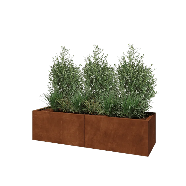 Corten jekleno korito za rože XXL - Pravokotnik - 160 x 50 x 40 cm - Brez dnoplošče