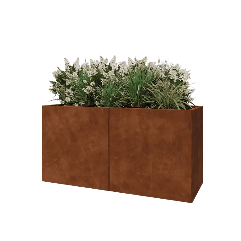 Corten jekleno korito za rože XXL - Pravokotnik - 160 x 60 x 80 cm - Z dnoploščo