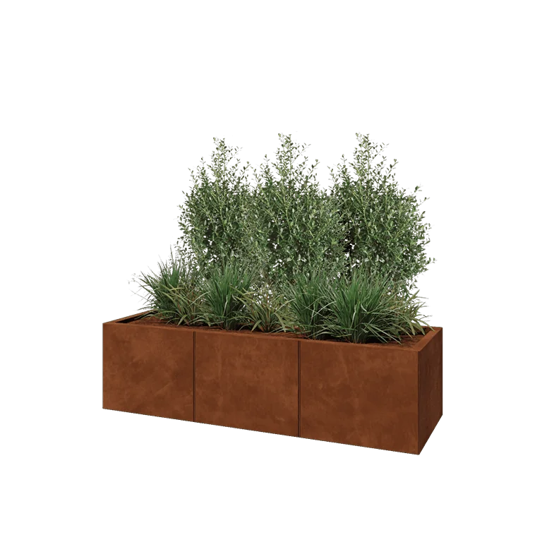 Corten jekleno korito za rože XXL - Pravokotnik - 150 x 50 x 40 cm - Brez dnoplošče