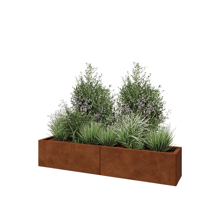 Corten jekleno korito za rože XXL - Pravokotnik - 160 x 30 x 30 cm - Brez dnoplošče