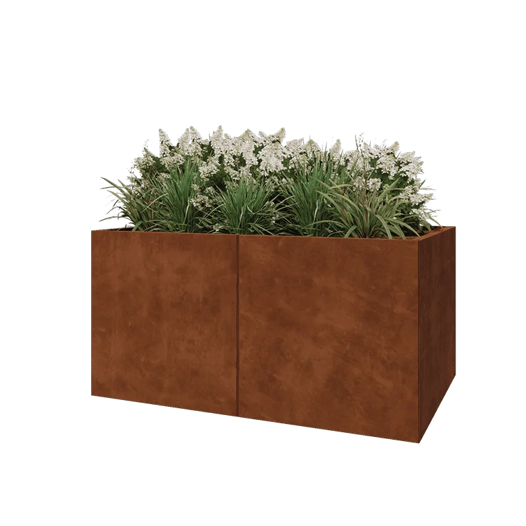 Corten jekleno korito za rože XXL - Pravokotnik - 160 x 100 x 80 cm - Z dnoploščo