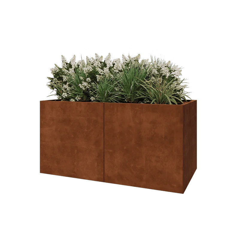 Corten jekleno korito za rože XXL - Pravokotnik - 160 x 80 x 80 cm - Brez dnoplošče