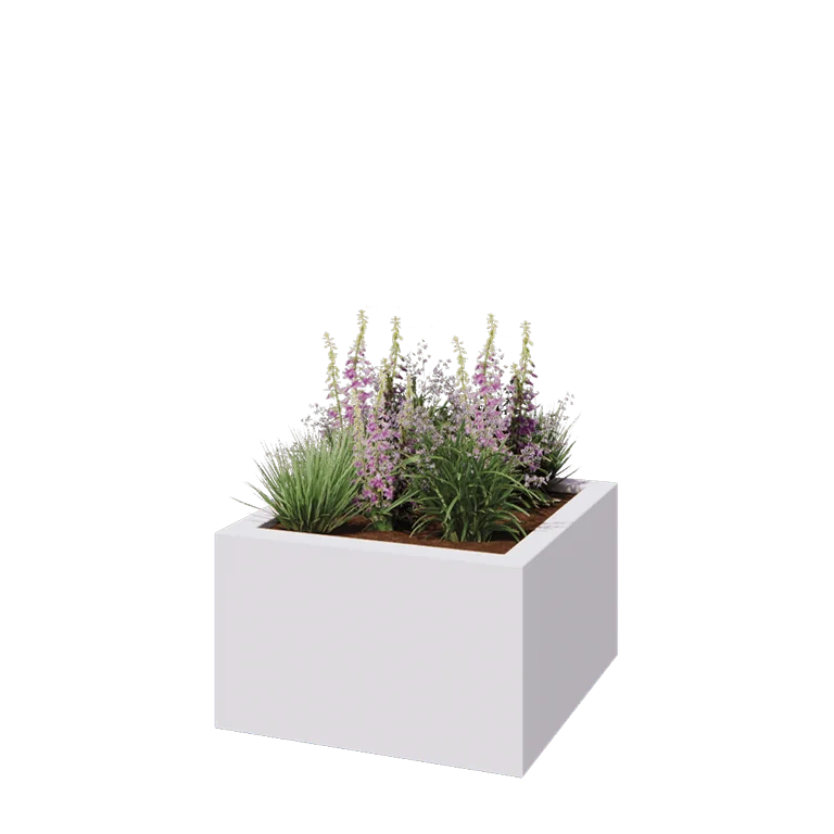 Poliester Korito za rože - Kvadrat - 100 x 100 x 60 cm - RAL9010 mat (bela) - Z dnom