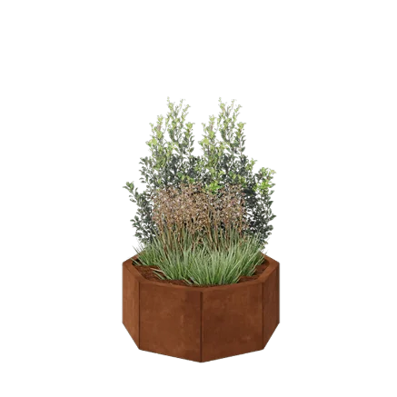Corten jekleno korito za rože - Osemkotnik - 72,4 x 72,4 x 30 cm - Brez dnoplošče