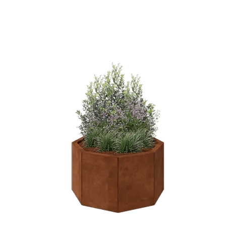 Corten jekleno korito za rože - Osemkotnik - 72,4 x 72,4 x 40 cm - Brez dnoplošče