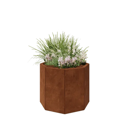 Corten jekleno korito za rože - Osemkotnik - 72,4 x 72,4 x 60 cm - Brez dnoplošče