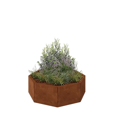 Corten jekleno korito za rože - Osemkotnik - 96,6 x 96,6 x 30 cm - Brez dnoplošče