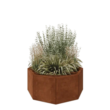 Corten jekleno korito za rože - Osemkotnik - 96,6 x 96,6 x 40 cm - Brez dnoplošče