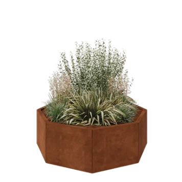 Corten jekleno korito za rože - Osemkotnik - 120,7 x 120,7 x 40 cm - Brez dnoplošče