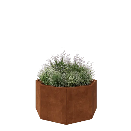 Corten jekleno korito za rože - Osemkotnik - 120,7 x 120,7 x 60 cm - Brez dnoplošče