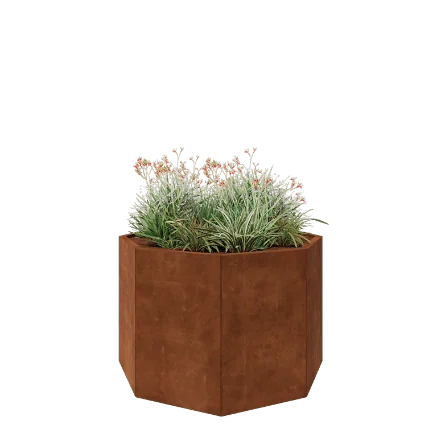 Corten jekleno korito za rože - Osemkotnik - 120,7 x 120,7 x 80 cm - Brez dnoplošče