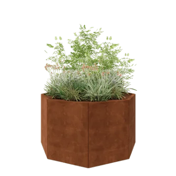 Corten jekleno korito za rože - Osemkotnik - 144,9 x 144,9 x 80 cm - Brez dnoplošče