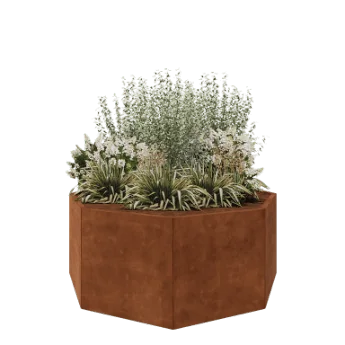 Corten jekleno korito za rože - Osemkotnik - 168,6 x 168,6 x 70 cm - Brez dnoplošče