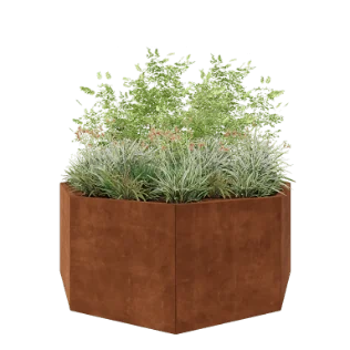 Corten jekleno korito za rože - Osemkotnik - 193,1 x 193,1 x 80 cm - Brez dnoplošče