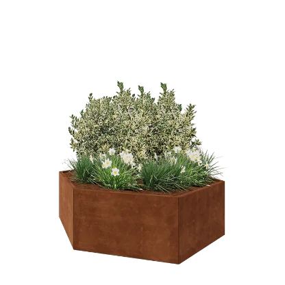 Corten jekleno korito za rože - Šestkotnik - 199,3 x 173,2 x 60 cm - Brez dnoplošče