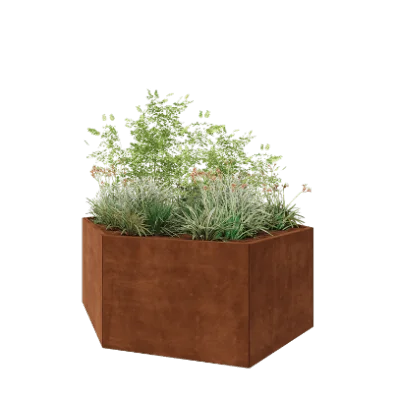 Corten jekleno korito za rože - Šestkotnik - 199,3 x 173,2 x 80 cm - Brez dnoplošče