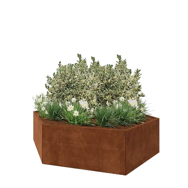 Corten jekleno korito za rože - Šestkotnik - 239,3 x 207,8 x 60 cm - Brez dnoplošče