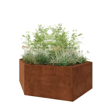 Corten jekleno korito za rože - Šestkotnik - 239,3 x 207,8 x 80 cm - Brez dnoplošče