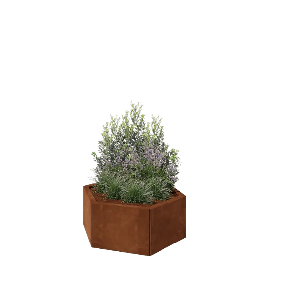 Corten jekleno korito za rože - Šestkotnik - 79,3 x 69,3 x 30 cm - Brez dnoplošče