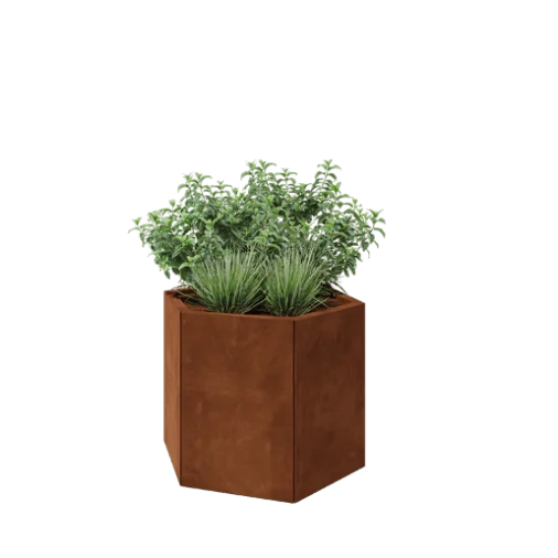 Corten jekleno korito za rože - Šestkotnik - 79,3 x 69,3 x 60 cm - Brez dnoplošče