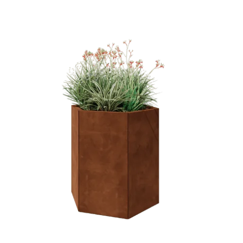 Corten jekleno korito za rože - Šestkotnik - 79,3 x 69,3 x 80 cm - Brez dnoplošče