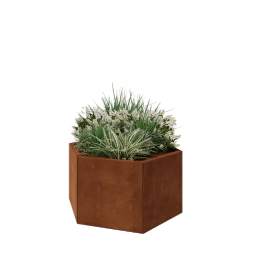 Corten jekleno korito za rože - Šestkotnik - 99,3 x 86,6 x 50 cm - Brez dnoplošče