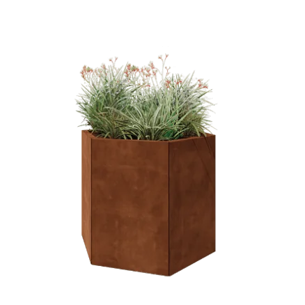 Corten jekleno korito za rože - Šestkotnik - 99,3 x 86,6 x 80 cm - Brez dnoplošče