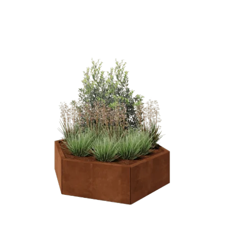 Corten jekleno korito za rože - Šestkotnik - 119,3 x 103,9 x 30 cm - Brez dnoplošče