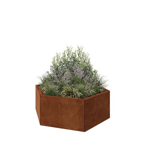 Corten jekleno korito za rože - Šestkotnik - 119,3 x 103,9 x 40 cm - Brez dnoplošče