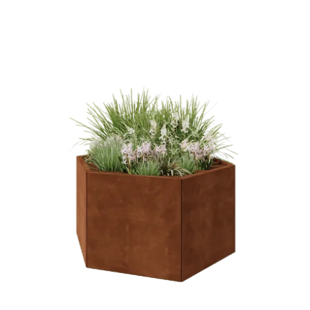 Corten jekleno korito za rože - Šestkotnik - 119,3 x 103,9 x 60 cm - Brez dnoplošče