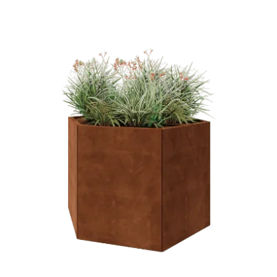 Corten jekleno korito za rože - Šestkotnik - 119,3 x 103,9 x 80 cm - Brez dnoplošče