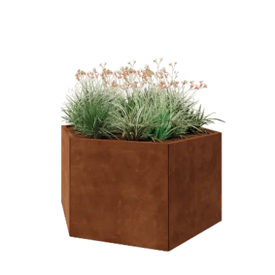 Corten jekleno korito za rože - Šestkotnik - 139,3 x 121 x 70 cm - Brez dnoplošče
