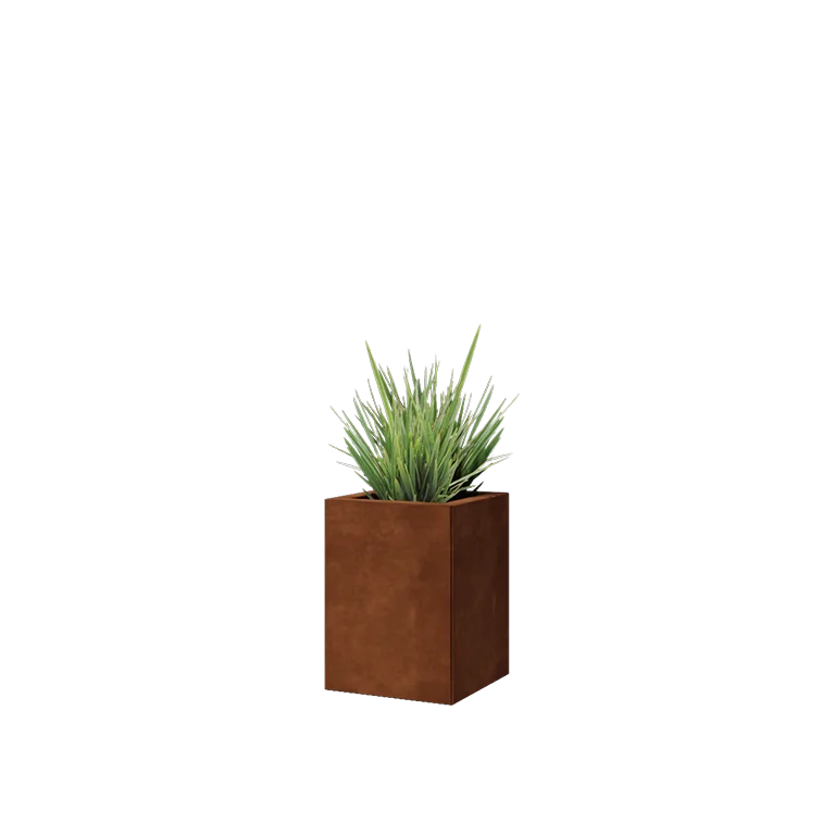 Corten jekleno korito za rože - Kvadrat - 30 x 30 x 40 cm - Z dnoploščo