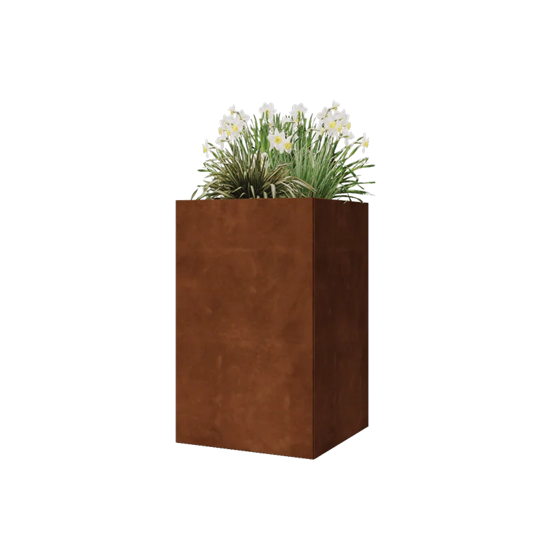 Corten jekleno korito za rože - Kvadrat - 50 x 50 x 80 cm - Brez dnoplošče