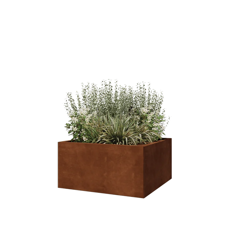 Corten jekleno korito za rože - Kvadrat - 80 x 80 x 40 cm - Brez dnoplošče