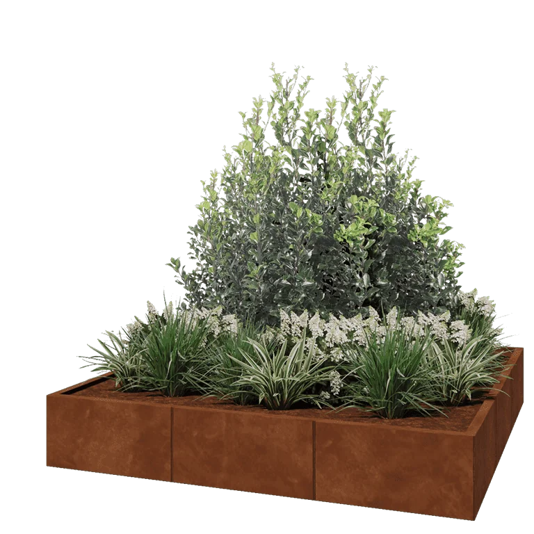 Corten jekleno korito za rože XXL - Kvadrat - 180 x 180 x 30 cm - Brez dnoplošče