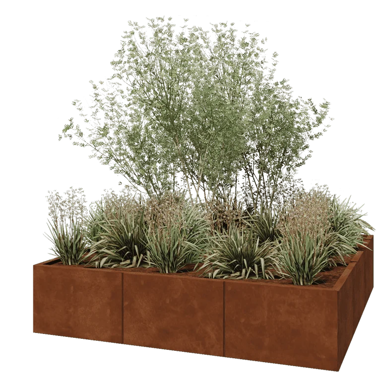 Corten jekleno korito za rože XXL - Kvadrat - 180 x 180 x 40 cm - Brez dnoplošče
