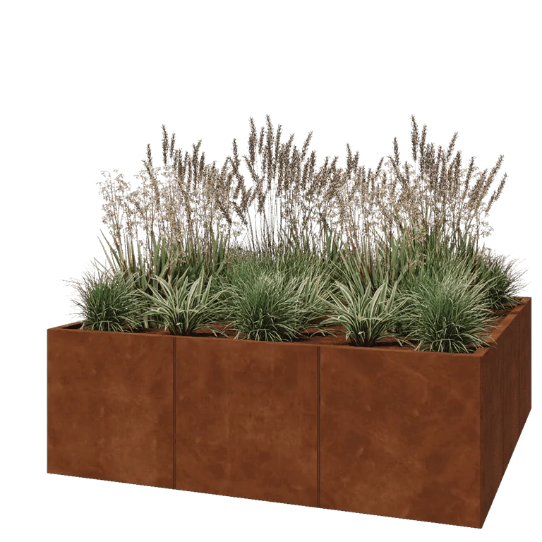 Corten jekleno korito za rože XXL - Kvadrat - 180 x 180 x 60 cm - Brez dnoplošče
