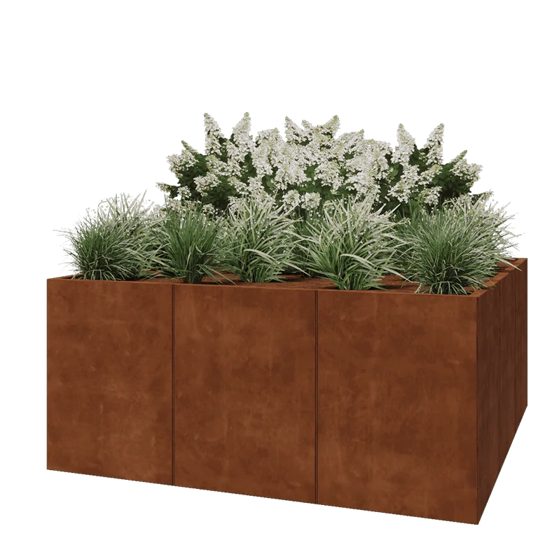Corten jekleno korito za rože XXL - Kvadrat - 180 x 180 x 80 cm - Brez dnoplošče