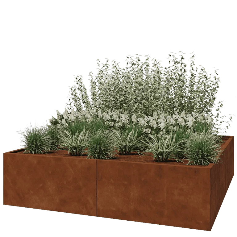 Corten jekleno korito za rože XXL - Kvadrat - 200 x 200 x 50 cm - Brez dnoplošče
