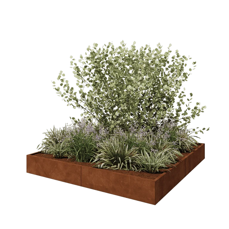 Corten jekleno korito za rože XXL - Kvadrat - 240 x 240 x 30 cm - Brez dnoplošče
