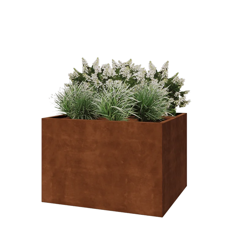 Corten jekleno korito za rože - Pravokotnik - 120 x 100 x 80 cm - Z dnoploščo
