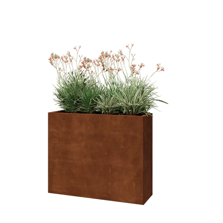 Corten jekleno korito za rože - Pravokotnik - 100 x 30 x 80 cm - Z dnoploščo