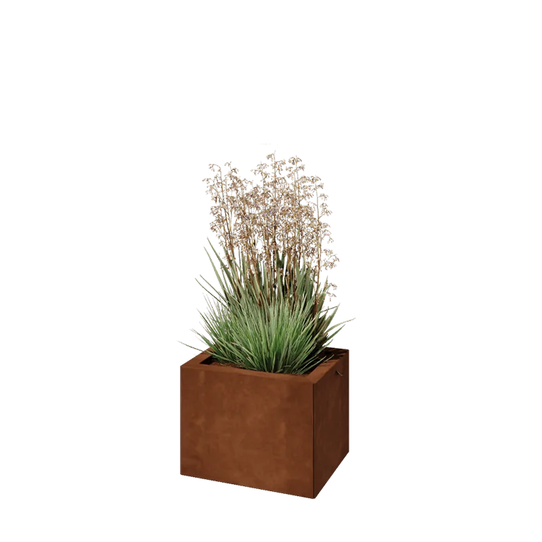 Corten jekleno korito za rože - Pravokotnik - 40 x 30 x 30 cm - Z dnoploščo