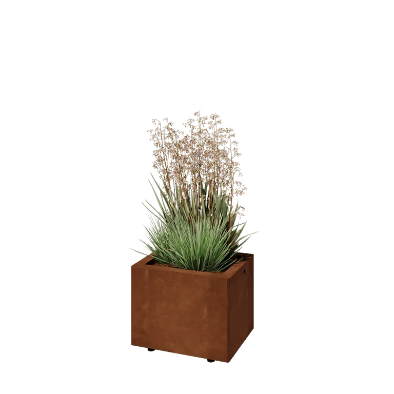 Corten jekleno korito za rože - Pravokotnik - 40 x 30 x 30 cm - Z dnoploščo - Z nogami