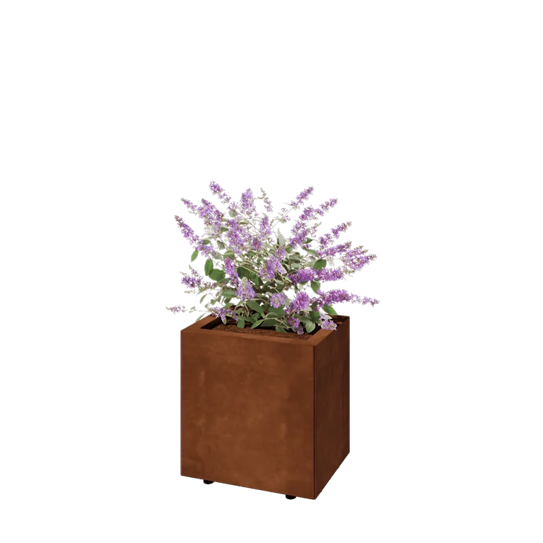 Corten jekleno korito za rože - Pravokotnik - 40 x 30 x 40 cm - Z dnoploščo - Z nogami