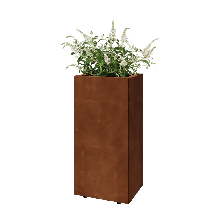 Corten jekleno korito za rože - Pravokotnik - 40 x 30 x 80 cm - Z dnoploščo - Z nogami